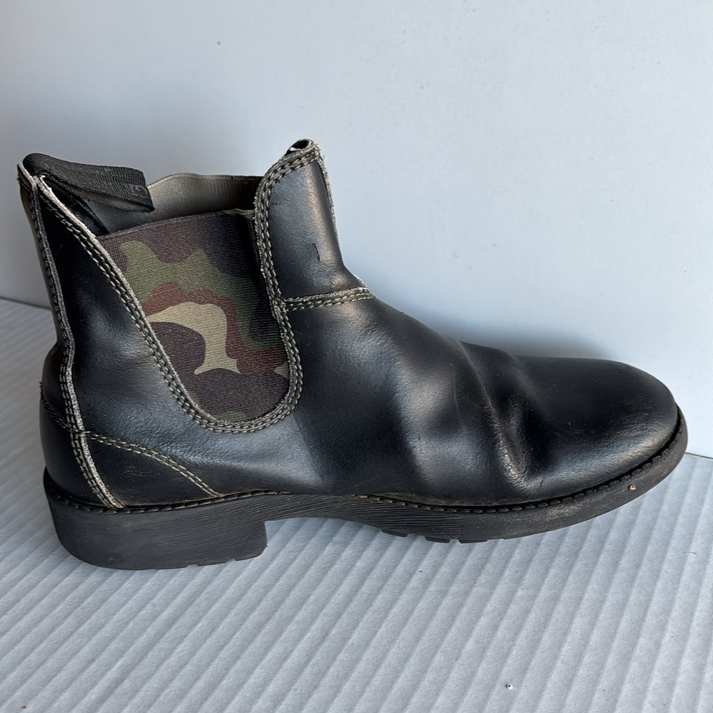 Grunland London Classic Beatles Black Chelsea Boot Camouflage Elastic Inset  10